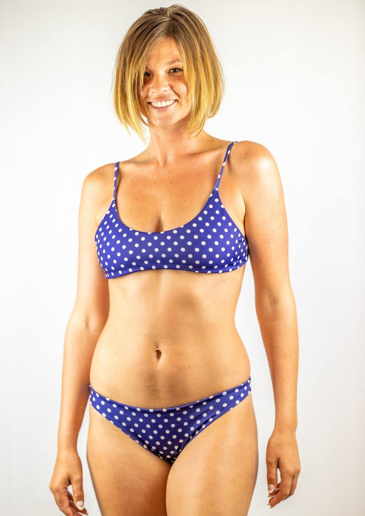 Polka Dot Full-Coverage Bottoms x Navy - Siesta Key Bikinis 